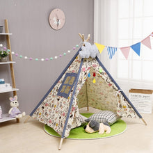 Load image into Gallery viewer, 1.35m Large Teepee Children's Tent Cotton Canvas Kids Tent Children House Wigwam Game House India Triangle Tent Room Decoration