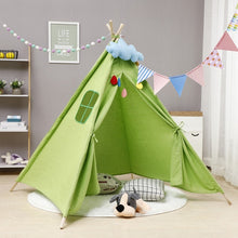 Load image into Gallery viewer, 1.35m Large Teepee Children's Tent Cotton Canvas Kids Tent Children House Wigwam Game House India Triangle Tent Room Decoration