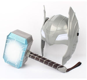 Child Cosplay The Avengers 2 Thor LED light luminous sounding Helmet Weapon hammer quake model toy Costume party gift