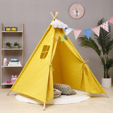 Load image into Gallery viewer, 1.35m Large Teepee Children&#39;s Tent Cotton Canvas Kids Tent Children House Wigwam Game House India Triangle Tent Room Decoration
