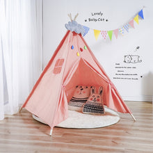 Load image into Gallery viewer, 1.35m Large Teepee Children&#39;s Tent Cotton Canvas Kids Tent Children House Wigwam Game House India Triangle Tent Room Decoration
