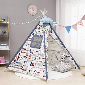 1.35m Large Teepee Children's Tent Cotton Canvas Kids Tent Children House Wigwam Game House India Triangle Tent Room Decoration