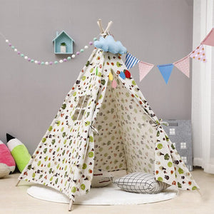 1.35m Large Teepee Children's Tent Cotton Canvas Kids Tent Children House Wigwam Game House India Triangle Tent Room Decoration